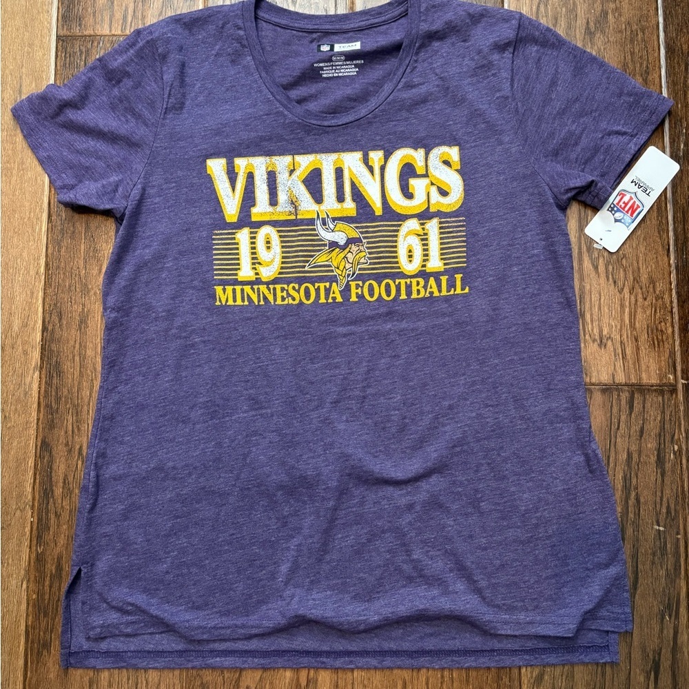 NFL MN Vikings Team Apparel Purple and Yellow Graphic Tee